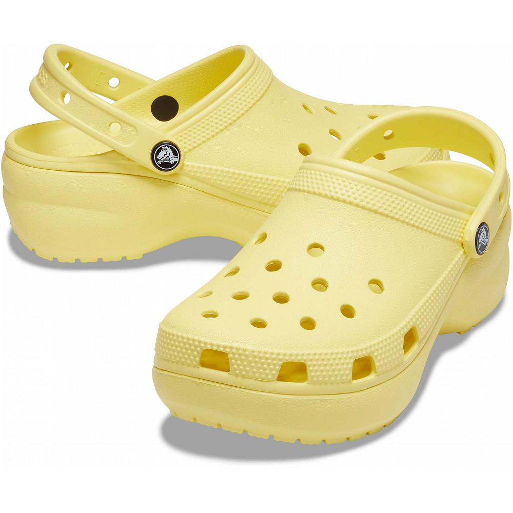 Yellow Women's Crocs Classic Platform Clog Wedges | NZ 0644ZUTG